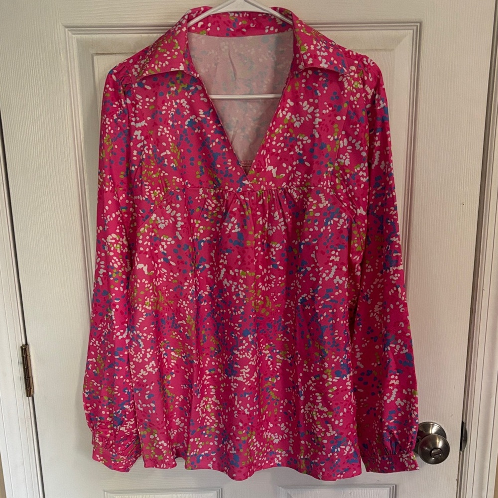 Vibrant Pink Women's Blouse - Picture 3 of 10